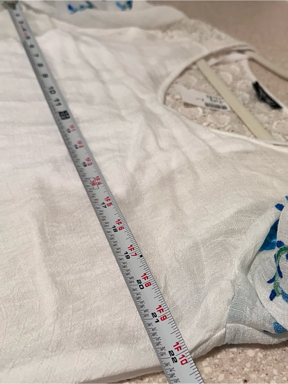 Roz & Ali DressBarn White Boho Embroidered Lace Peasant Blouse Tunic Top Large - Picture 13 of 16